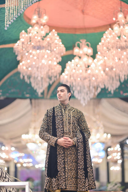 Ceremony Black Full Hand Work Kurta