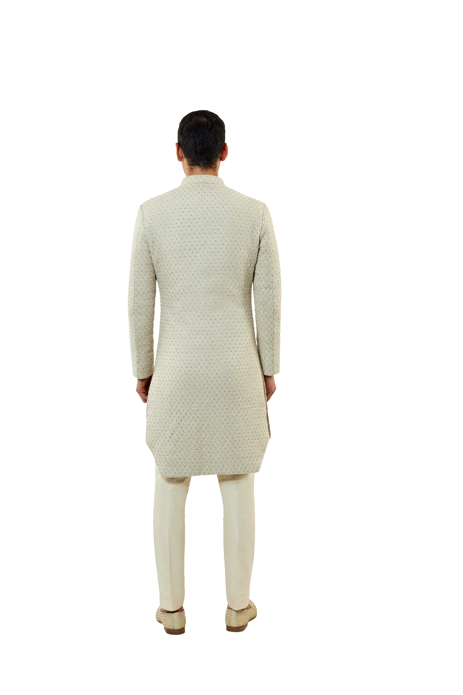 MC 515 Off-White Short Sherwani With Pants - Mashal Couture
