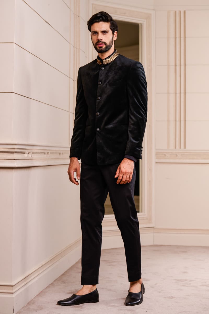 MC 129 Black Velvet Prince Coat – Mashal Couture