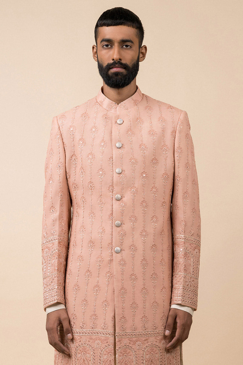 MC 508 Powder Pink Sherwani For Groom - Mashal Couture