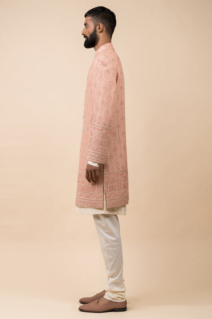 MC 508 Powder Pink Sherwani For Groom - Mashal Couture