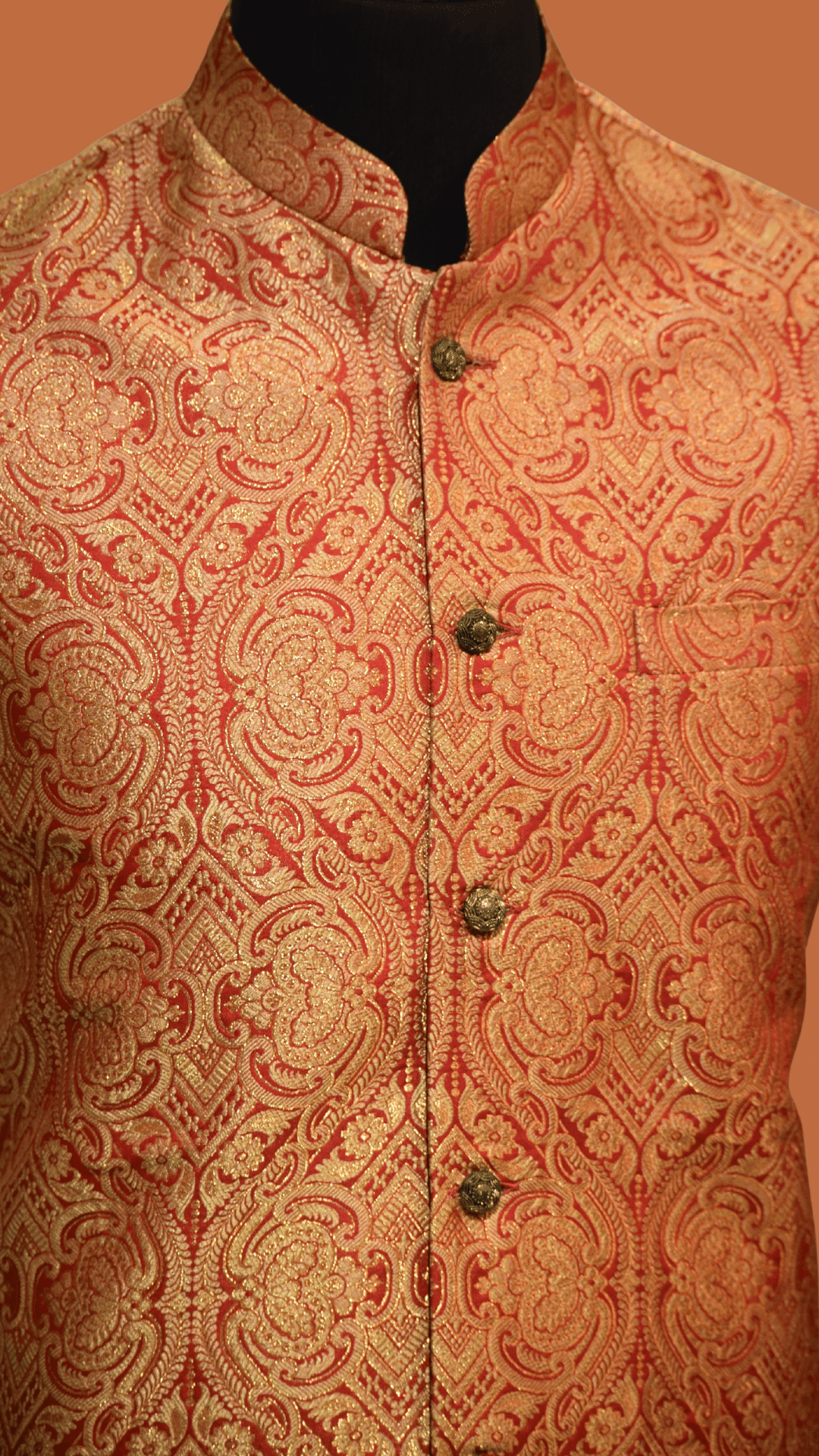 MC 113 Red and Gold Men's Waistcoat - Mashal Couture