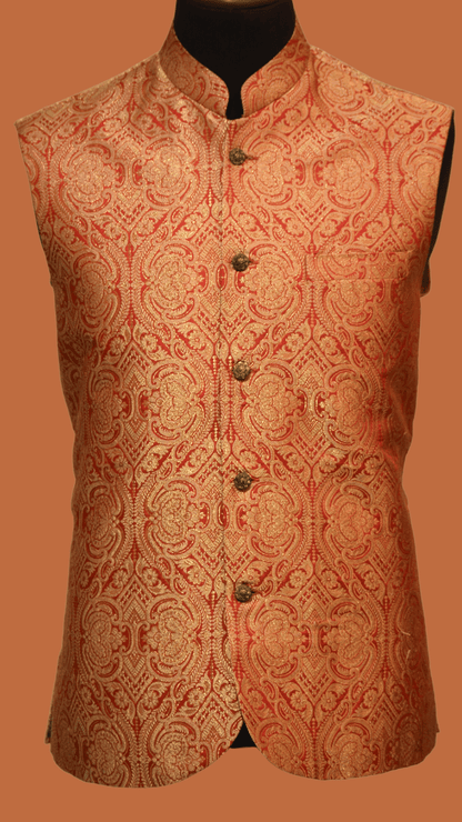 MC 113 Red and Gold Men's Waistcoat - Mashal Couture