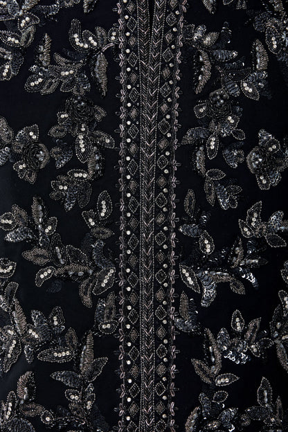 MC 537 Black Sherwani - Mashal Couture