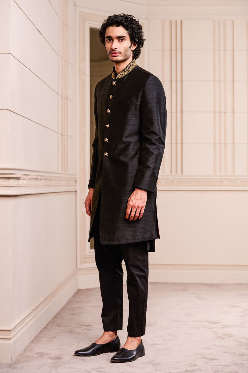 MC 503 Black Sherwani For Groom - Mashal Couture