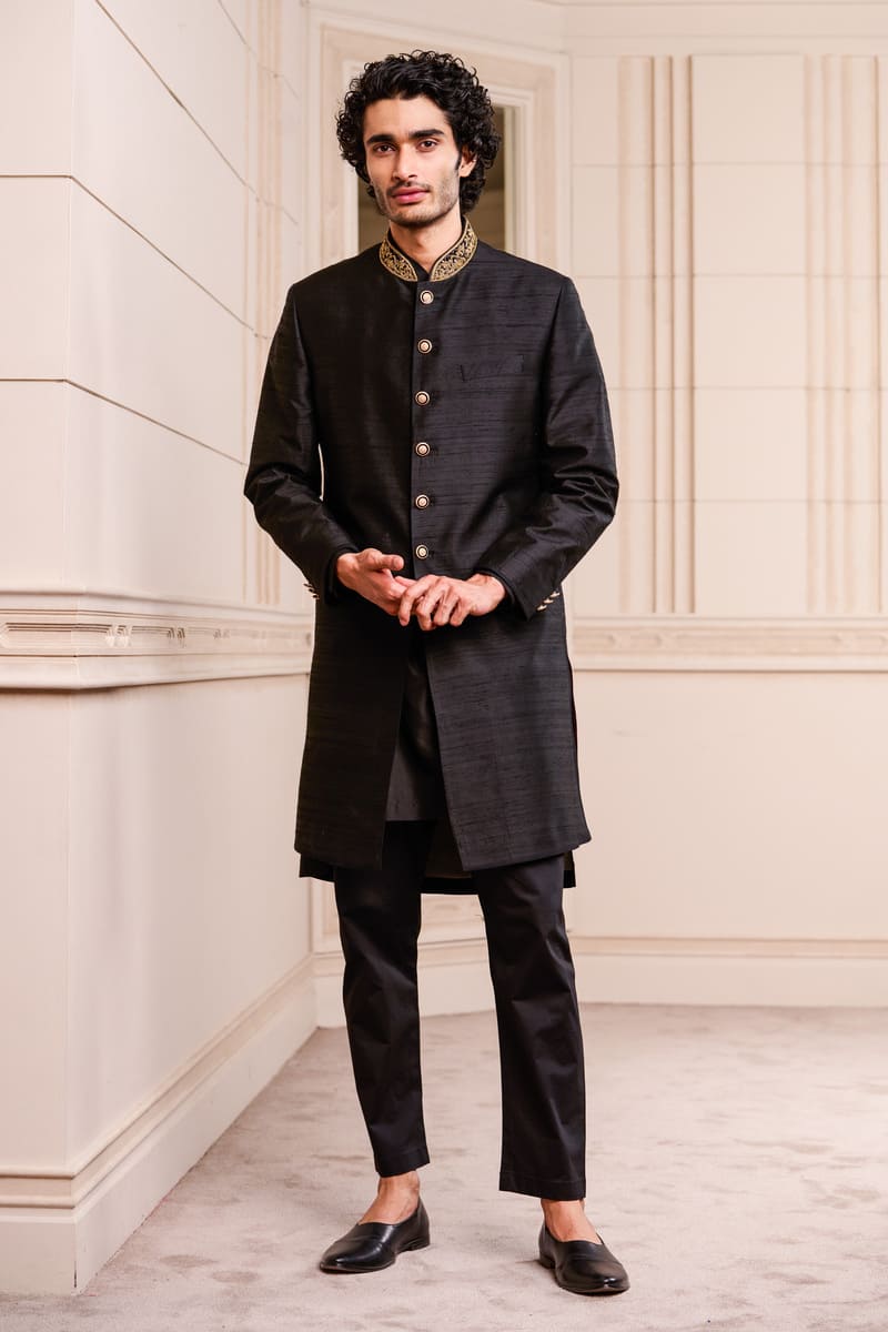 MC 503 Black Sherwani For Groom – Mashal Couture