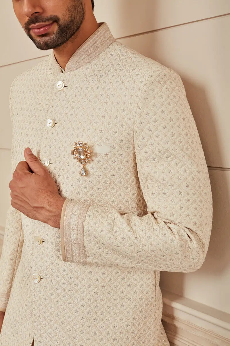 MC 501 Men's Ivory Sherwani Design Marriage - Mashal Couture