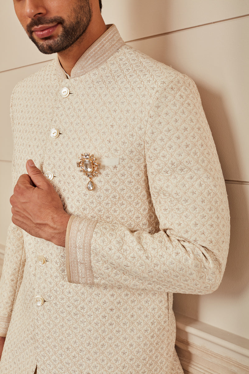 MC 501 Men's Ivory Sherwani Design Marriage - Mashal Couture