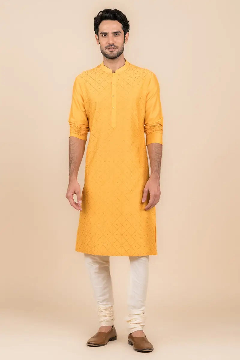 MC KP 08 Yellow Chicken Kari Kurta pajama - Mashal Couture