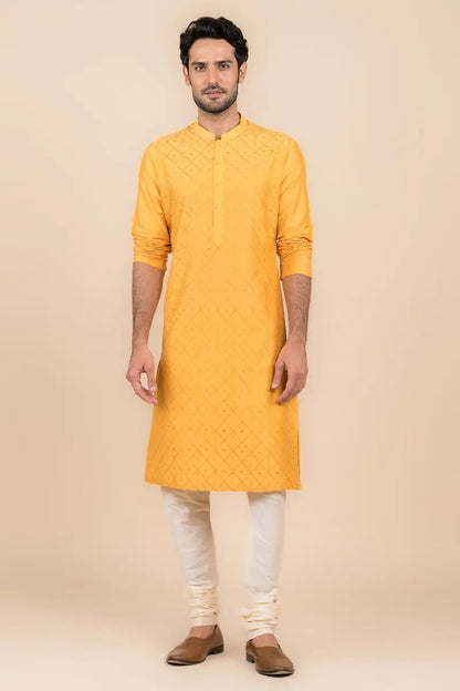 MC KP 08 Yellow Chicken Kari Kurta pajama - Mashal Couture