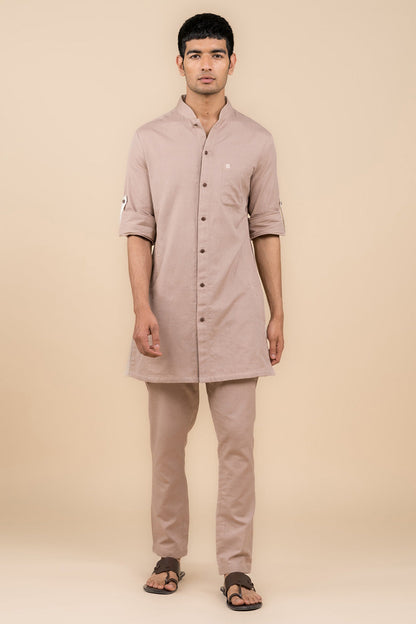 MC KP 07 Beige Front Open Kurta Pajama - Mashal Couture
