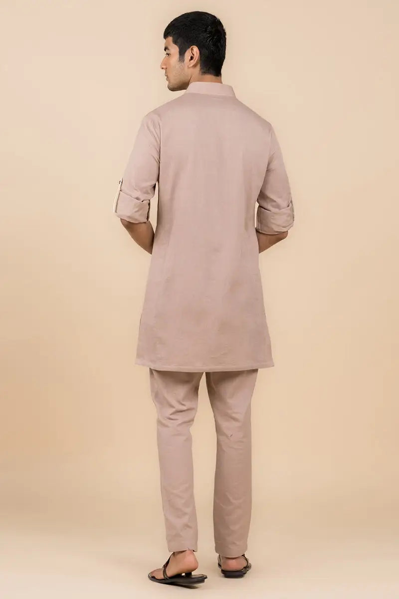 MC KP 07 Beige Front Open Kurta Pajama - Mashal Couture