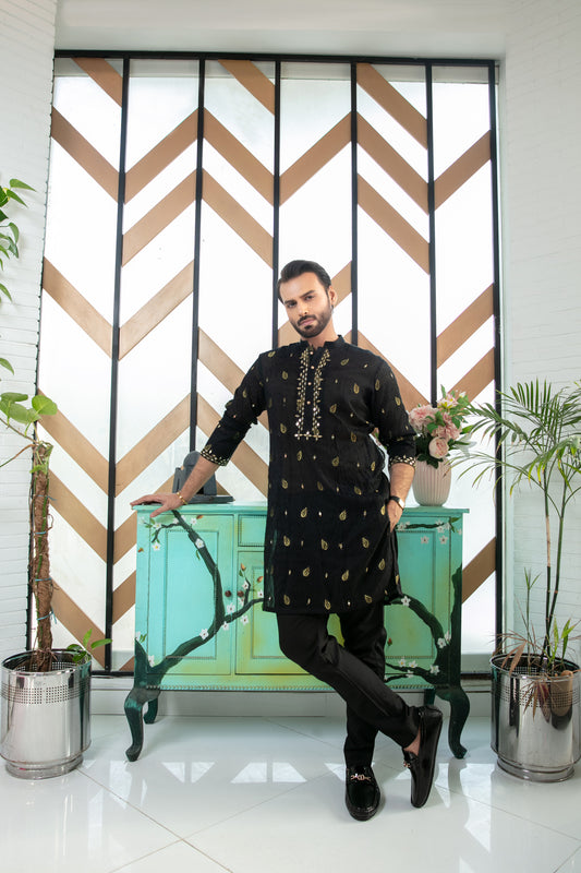 MC 02 Mirror Work Kurta Pajama Design - Mashal Couture
