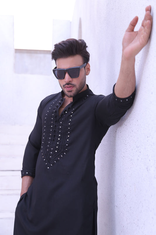 MC 10 Mirror Work Mens Kurta Design - Mashal Couture