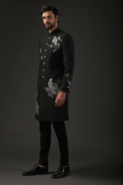 black red sherwani