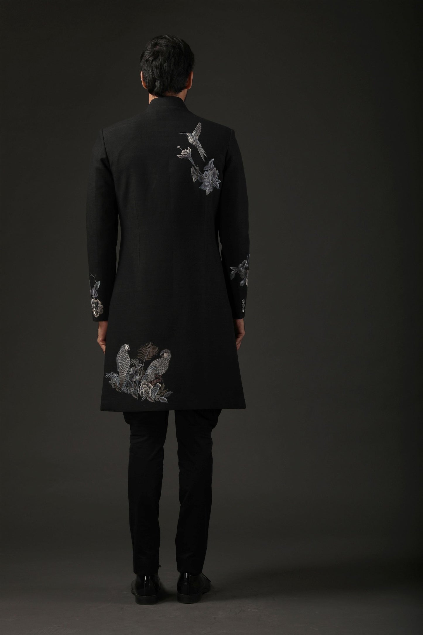 MC 529 Black Sherwani For Wedding - Mashal Couture