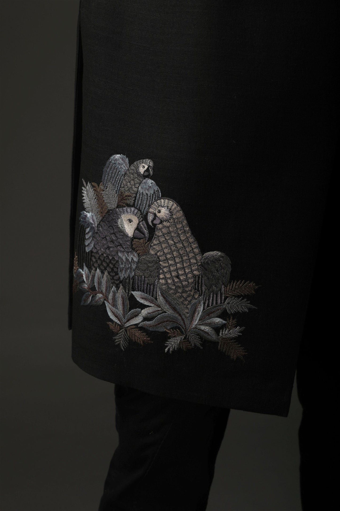 MC 529 Black Sherwani For Wedding - Mashal Couture