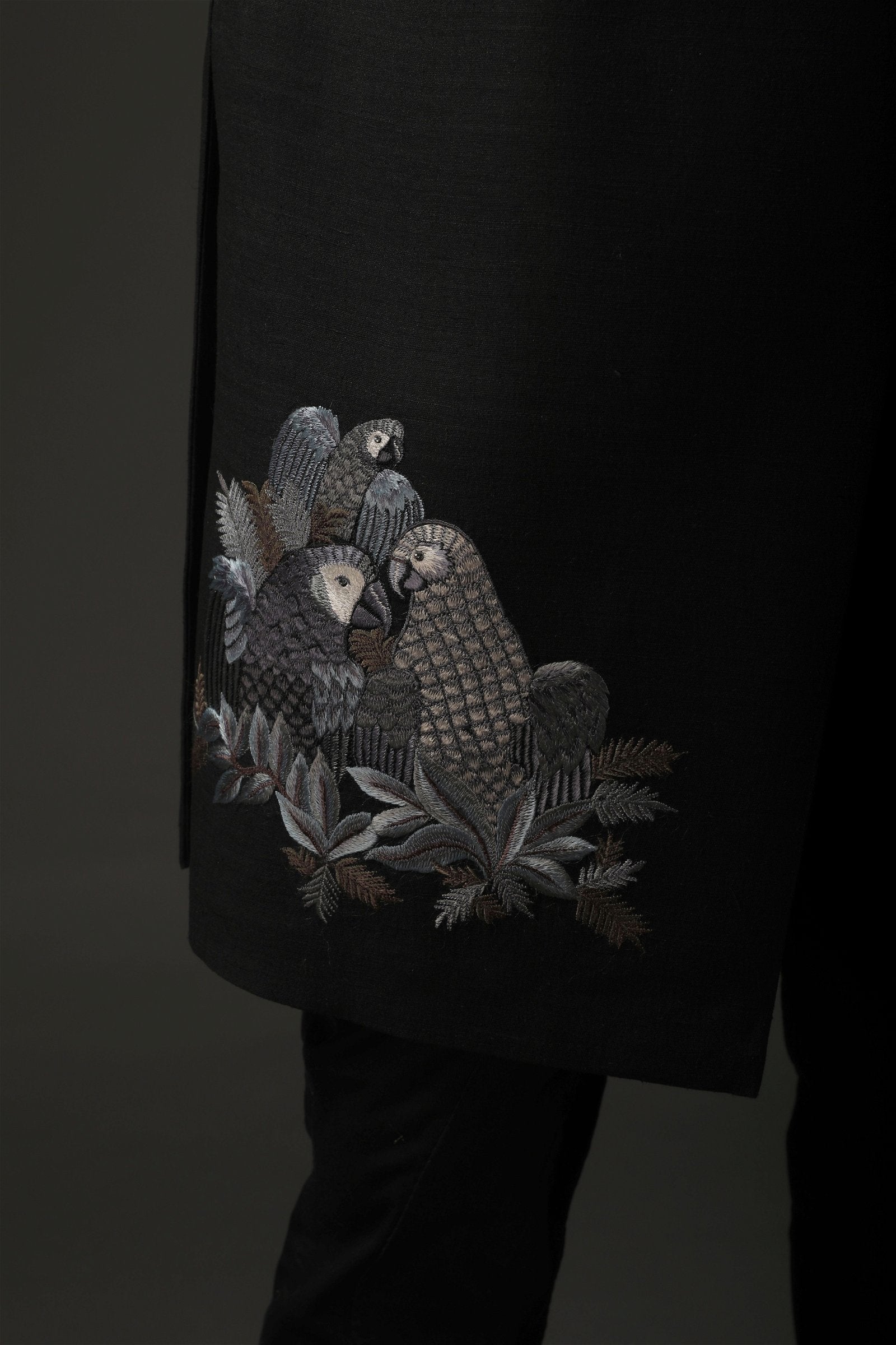 MC 529 Black Sherwani For Wedding - Mashal Couture