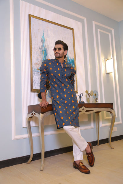 CK 19 Green Chikankari Embroidered Kurta For Men - Mashal Couture