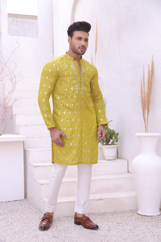 MC 11 Mirror Work Men Kurta Design - Mashal Couture