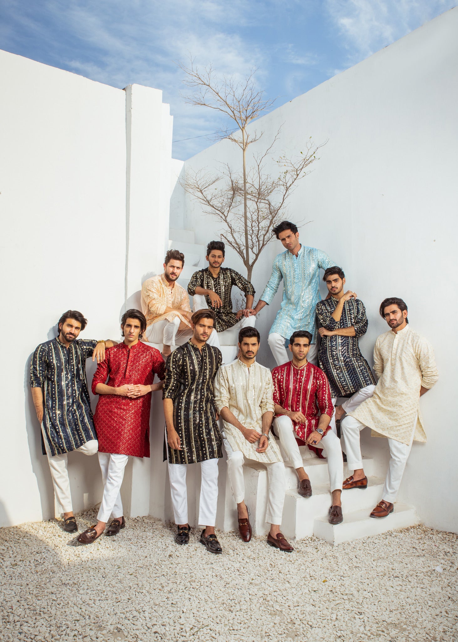 MC 21 Mirror Work Kurta Mens Black - Mashal Couture