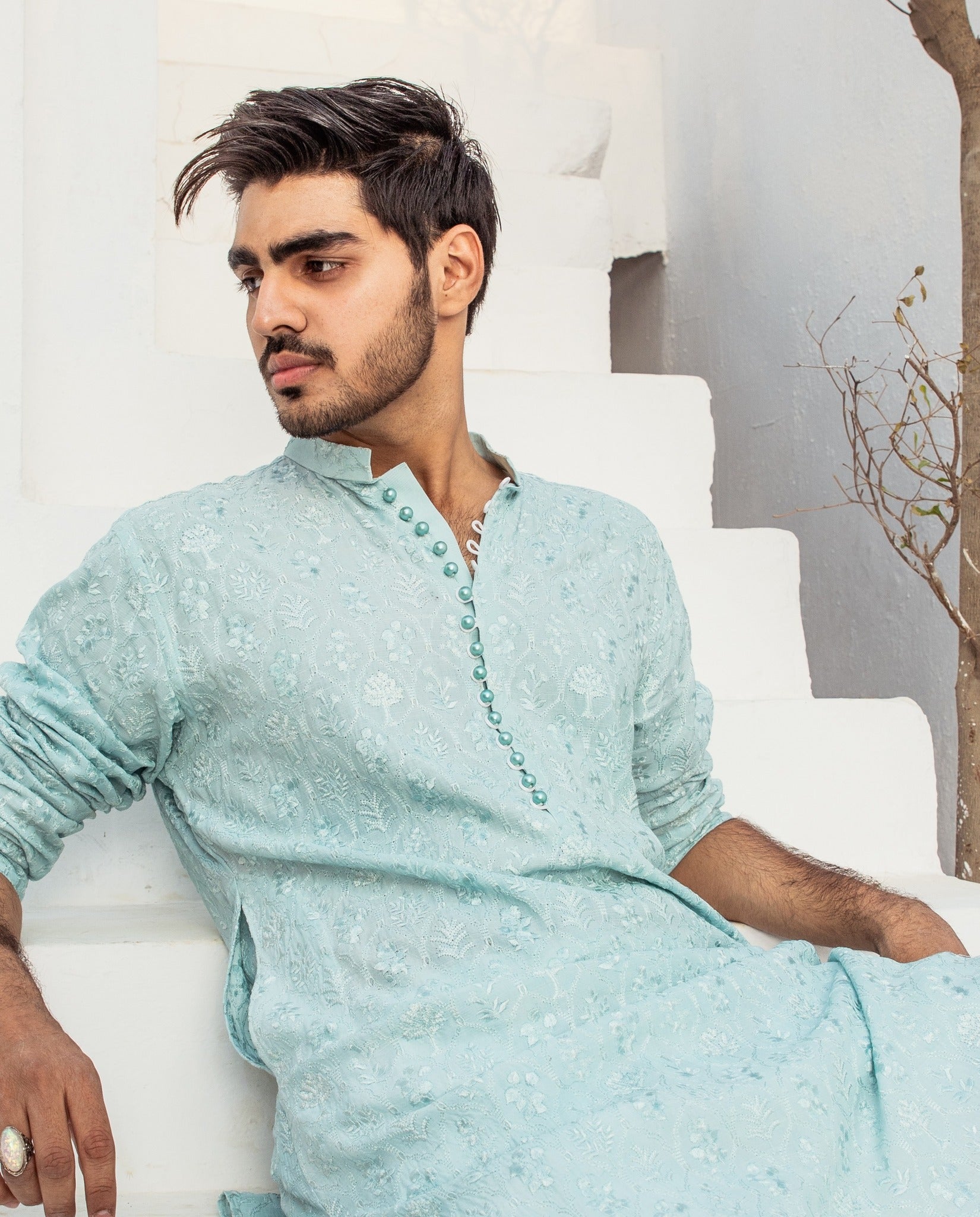 CK 13 Chikankari Men Embroidered Kurta - Mashal Couture