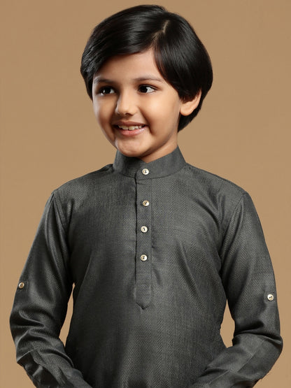 MC FS 04 Grey Kurta With White Trouser - Mashal Couture