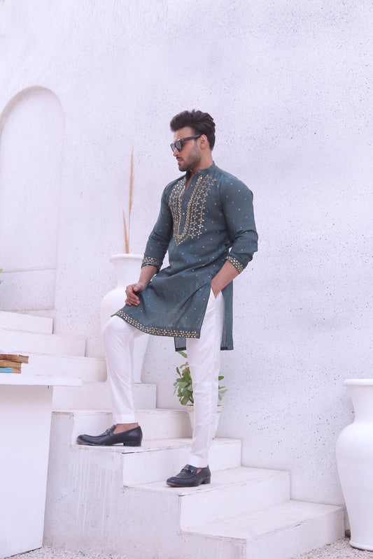 MC 06 Mirror Work Kurta And Pajama - Mashal Couture