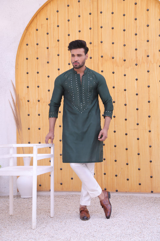MC 08 Mirror Work Designing Kurta - Mashal Couture