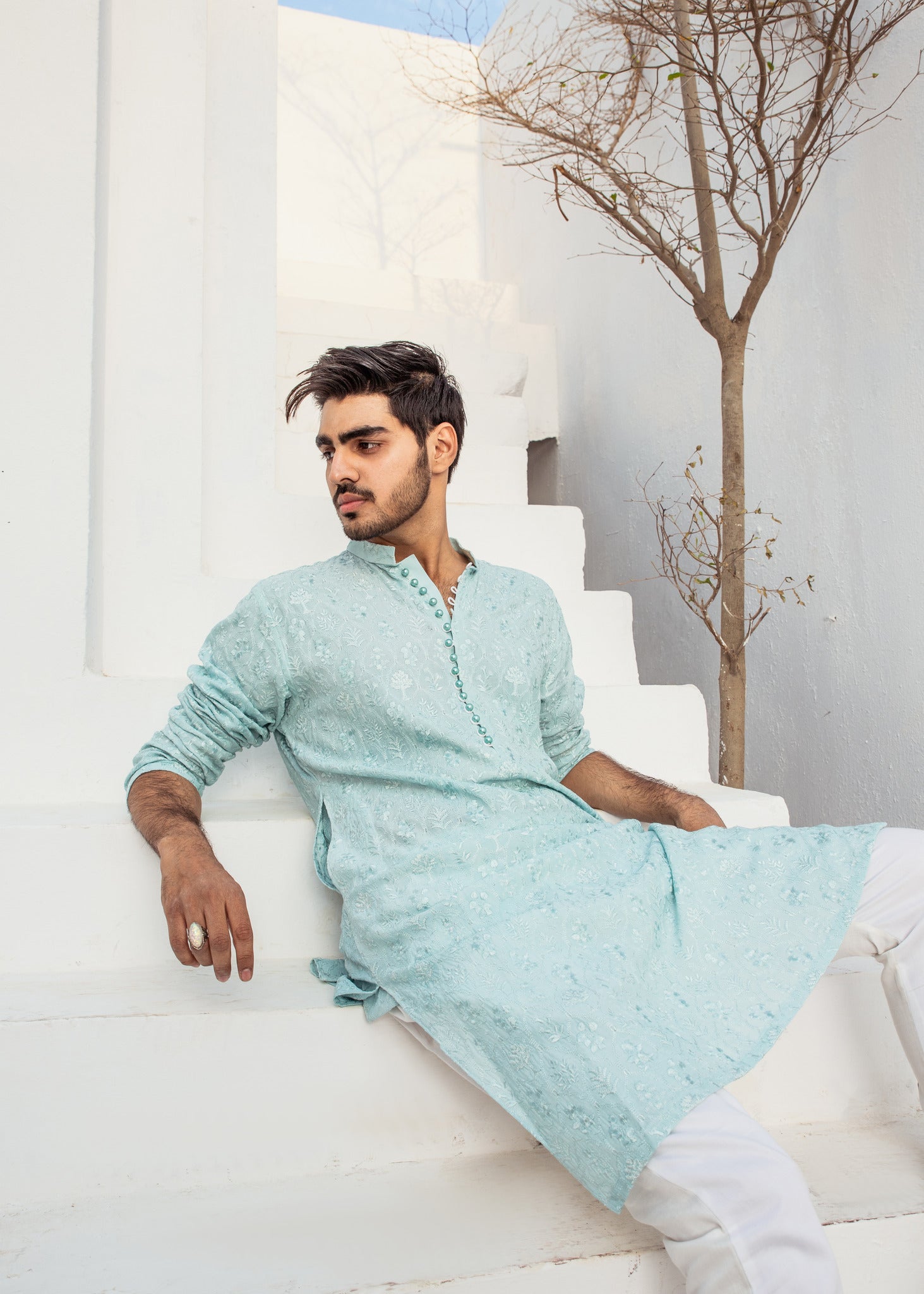 CK 13 Chikankari Men Embroidered Kurta - Mashal Couture