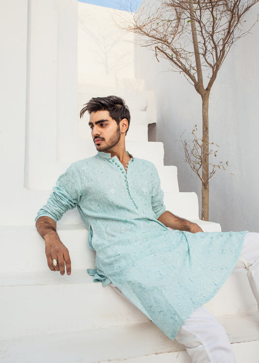 CK 13 Chikankari Men Embroidered Kurta - Mashal Couture