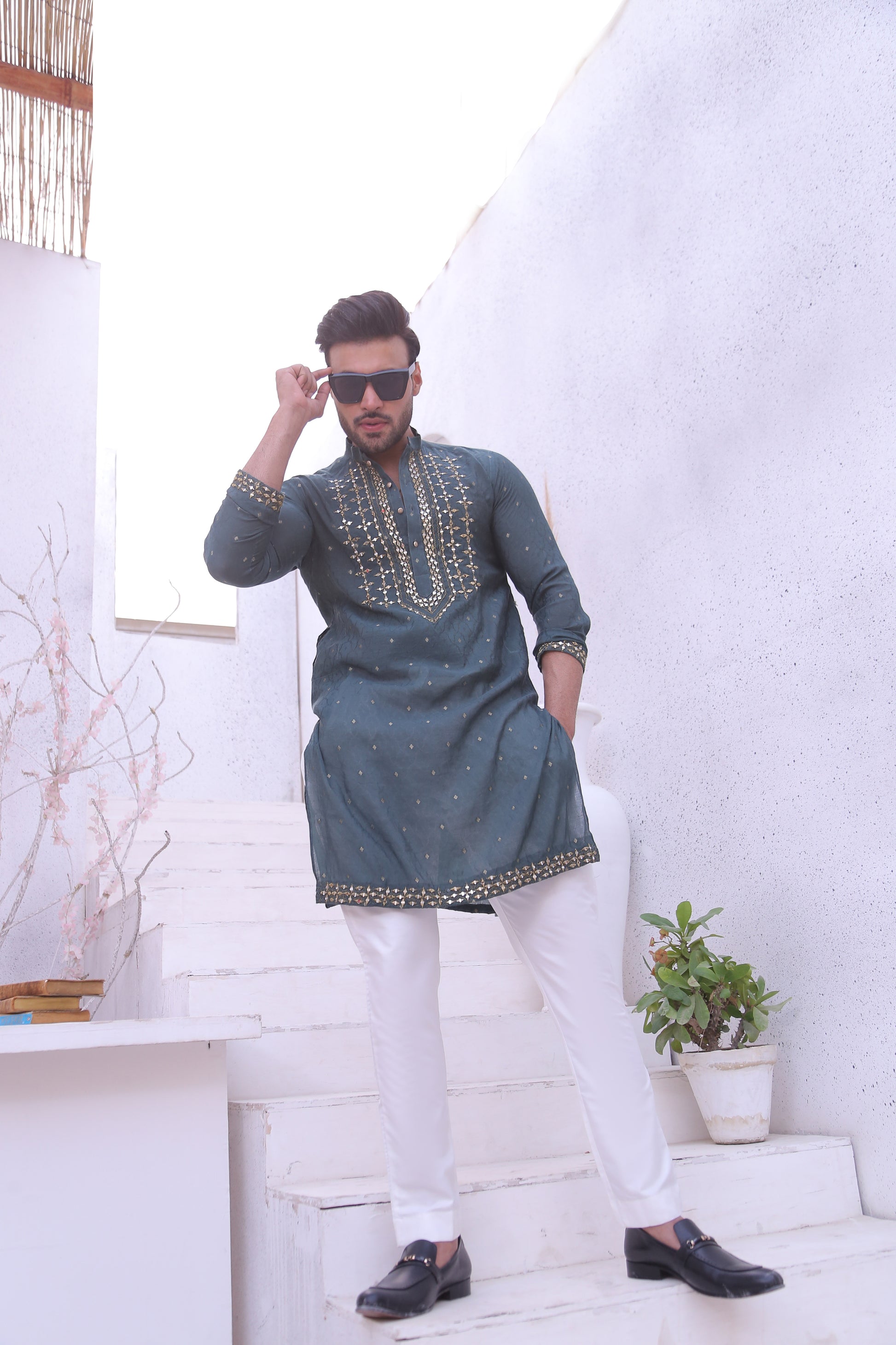 MC 06 Mirror Work Kurta And Pajama - Mashal Couture