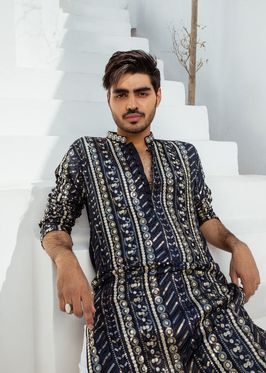 MC 19 Mirror Work Kurta For Men's - Mashal Couture