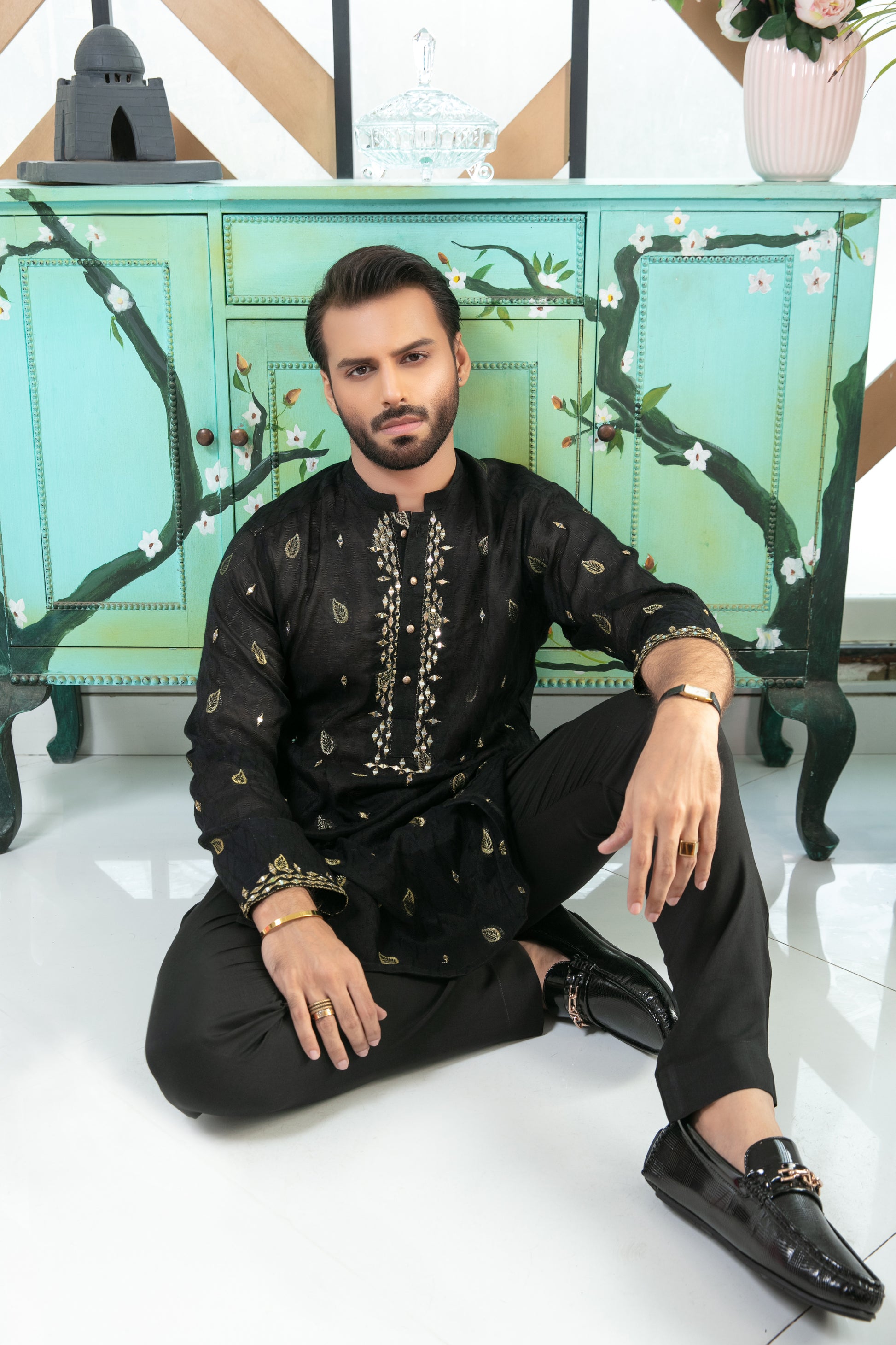 MC 02 Mirror Work Kurta Pajama Design - Mashal Couture