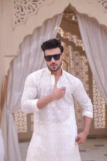 CK 01 Chikan Kurta For Men - Mashal Couture