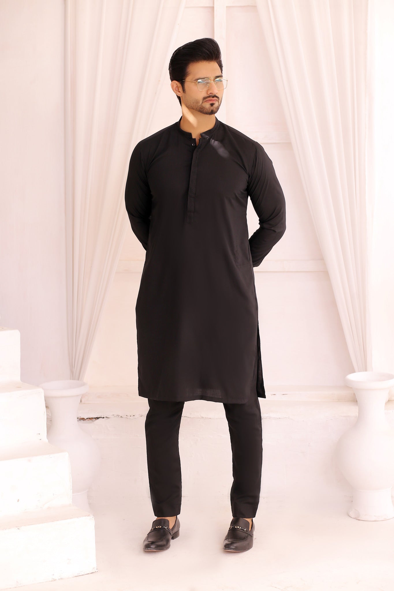 MC KP 12 Black Kurta Pajama - Mashal Couture