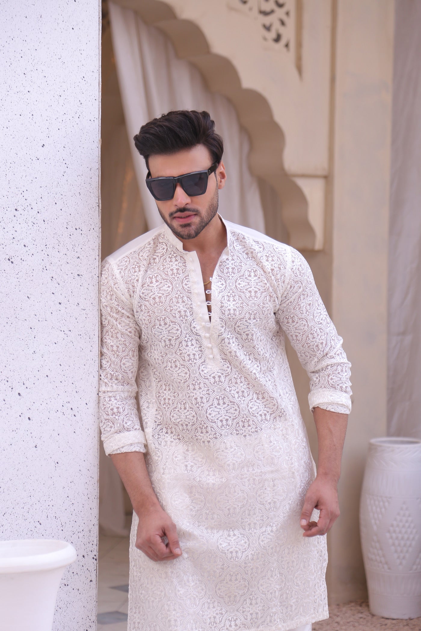 CK 01 Chikan Kurta For Men - Mashal Couture