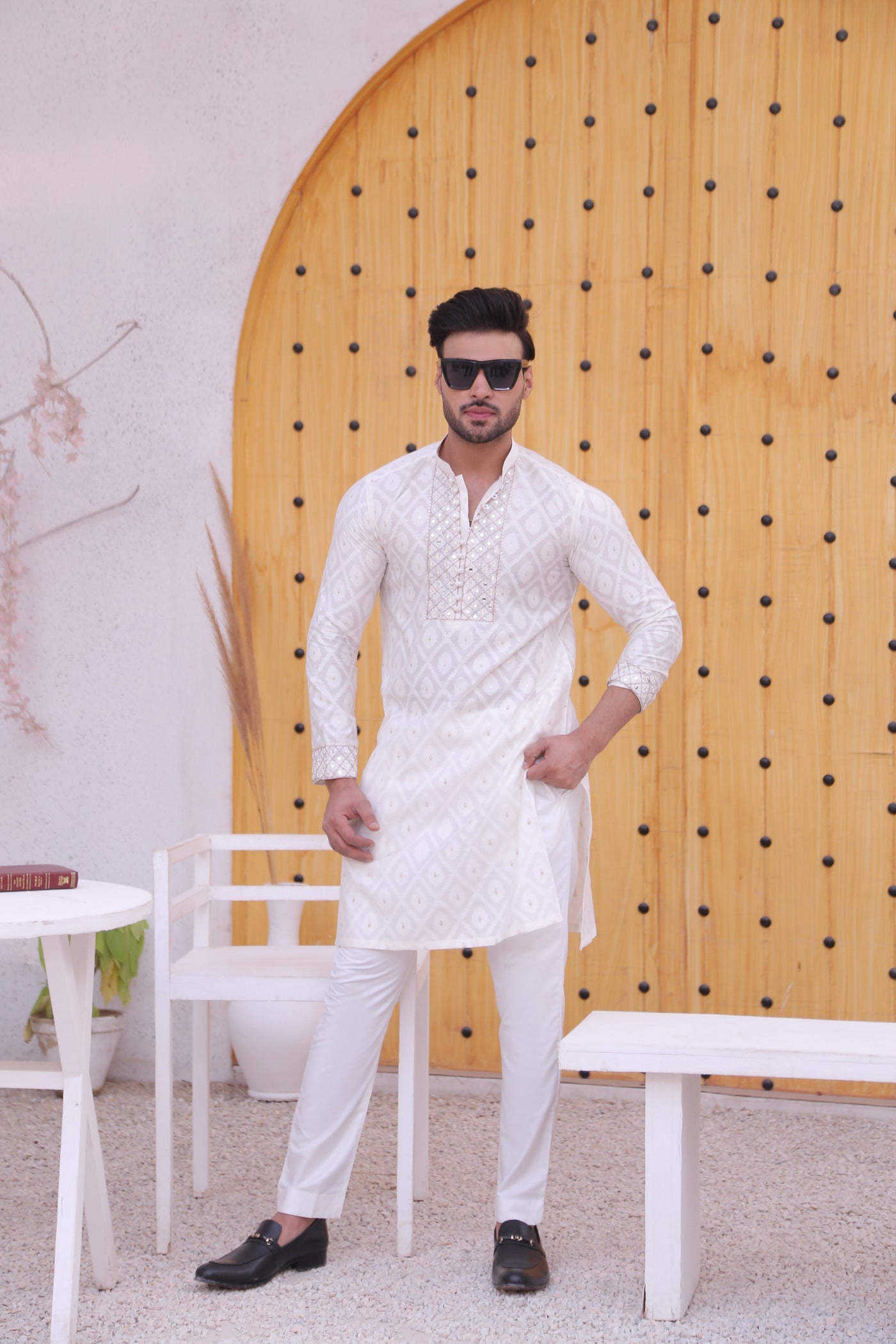 MC 13 Mirror Work Kurta For Men Design - Mashal Couture