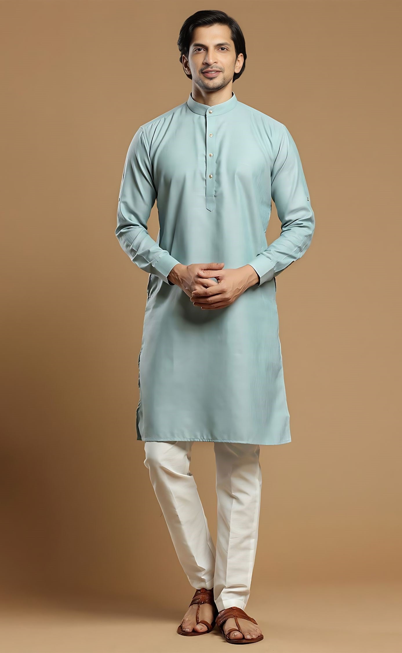 MC FS 10 Pastel Color Kurta With White Trouser - Mashal Couture