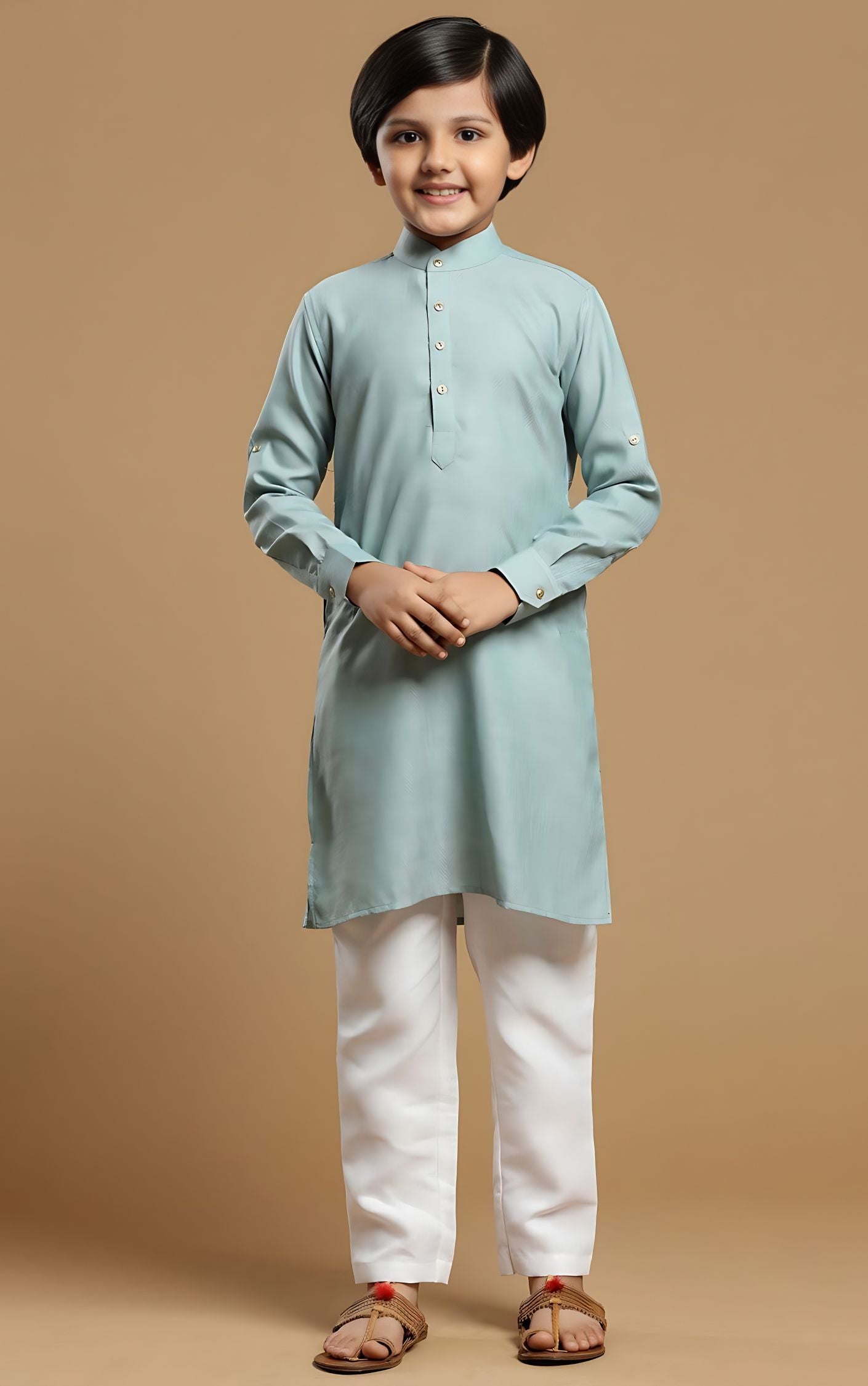 MC FS 10 Pastel Color Kurta With White Trouser - Mashal Couture