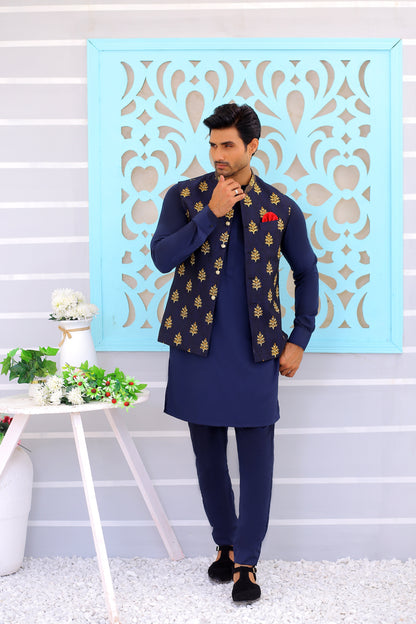 men's Navy Blue waistcoat For Groom