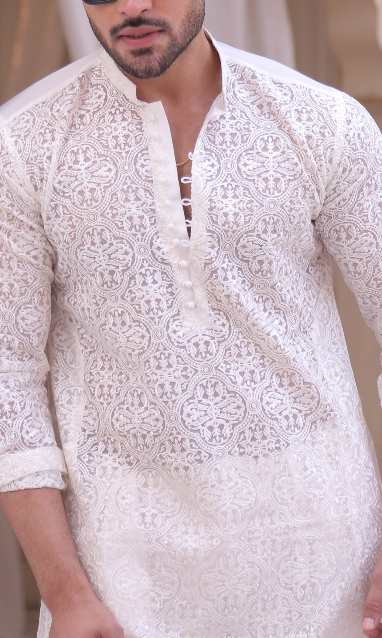 CK 01 Chikan Kurta For Men - Mashal Couture