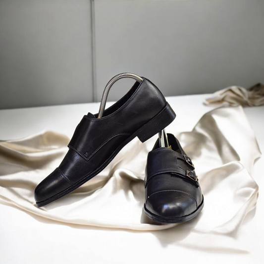 MC 106 Men's Black Dress Shoes With Monk Strap - Mashal Couture