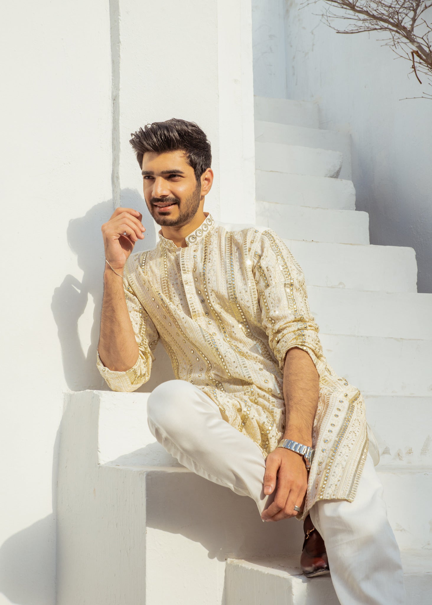 MC 17 Mirror Work Kurta For Men - Mashal Couture