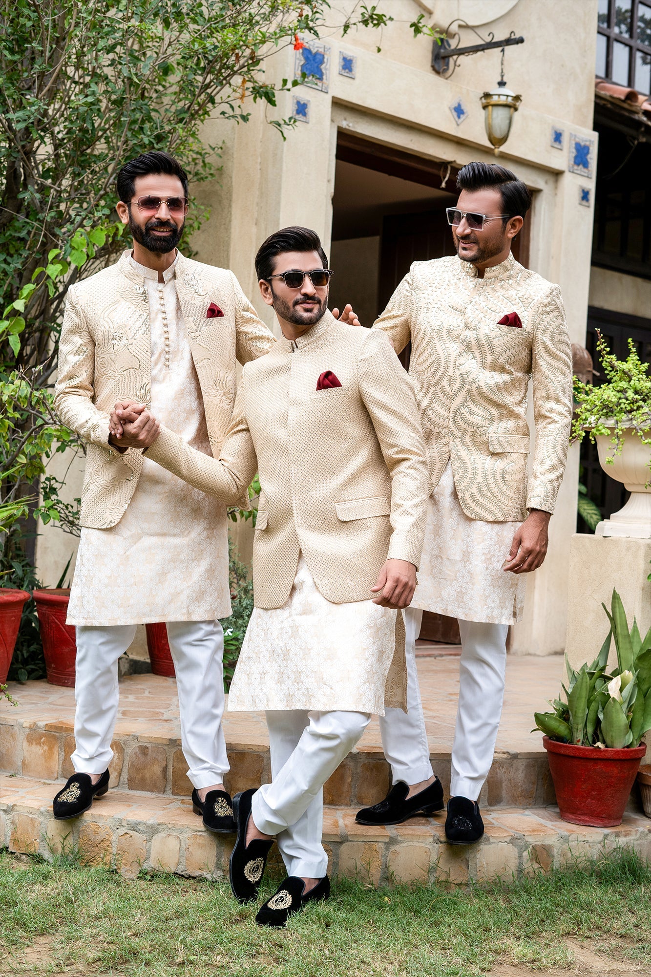 MC 191 Golden Sequance Mens Prince Suits - Mashal Couture
