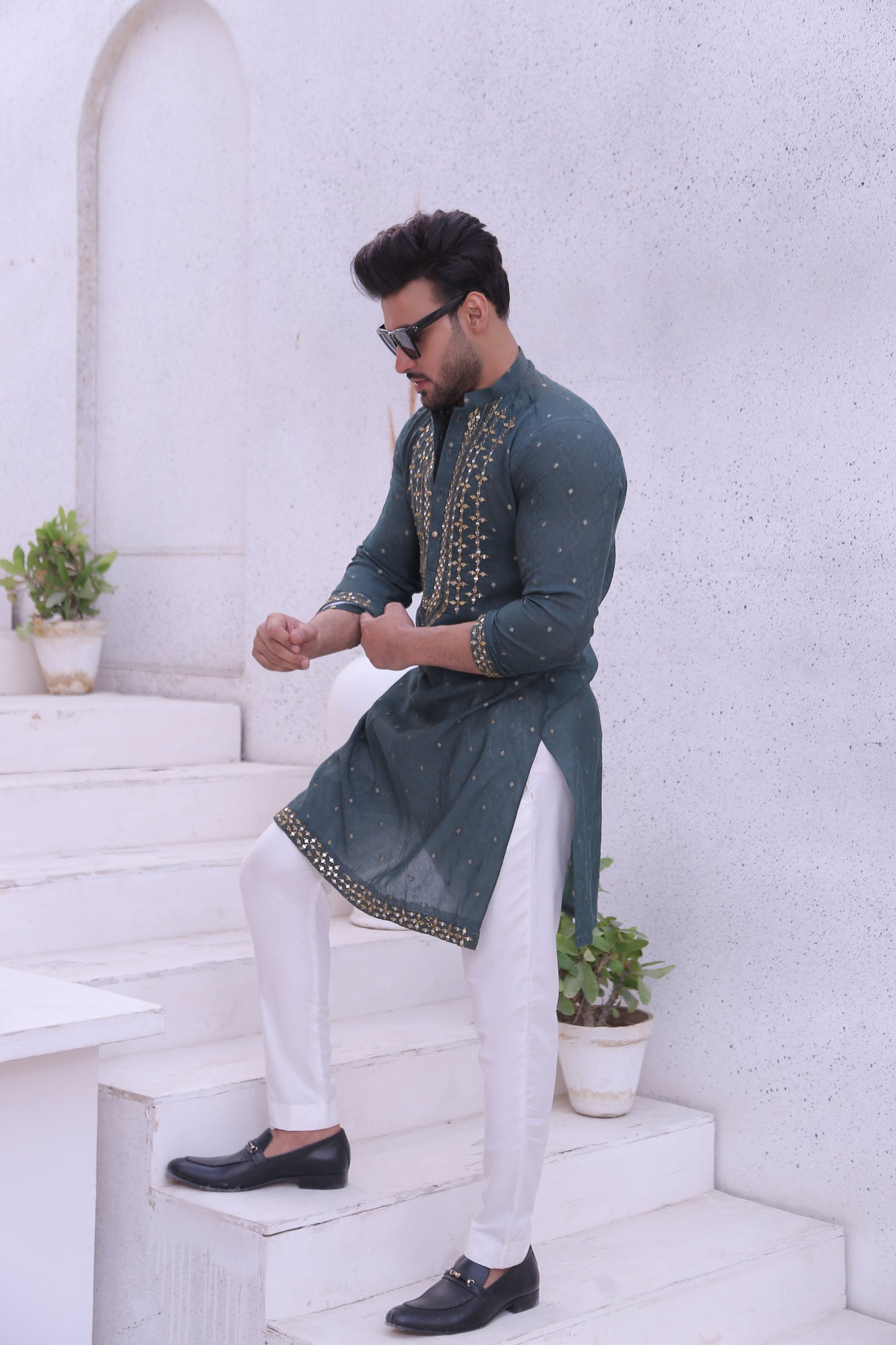 MC 06 Mirror Work Kurta And Pajama - Mashal Couture