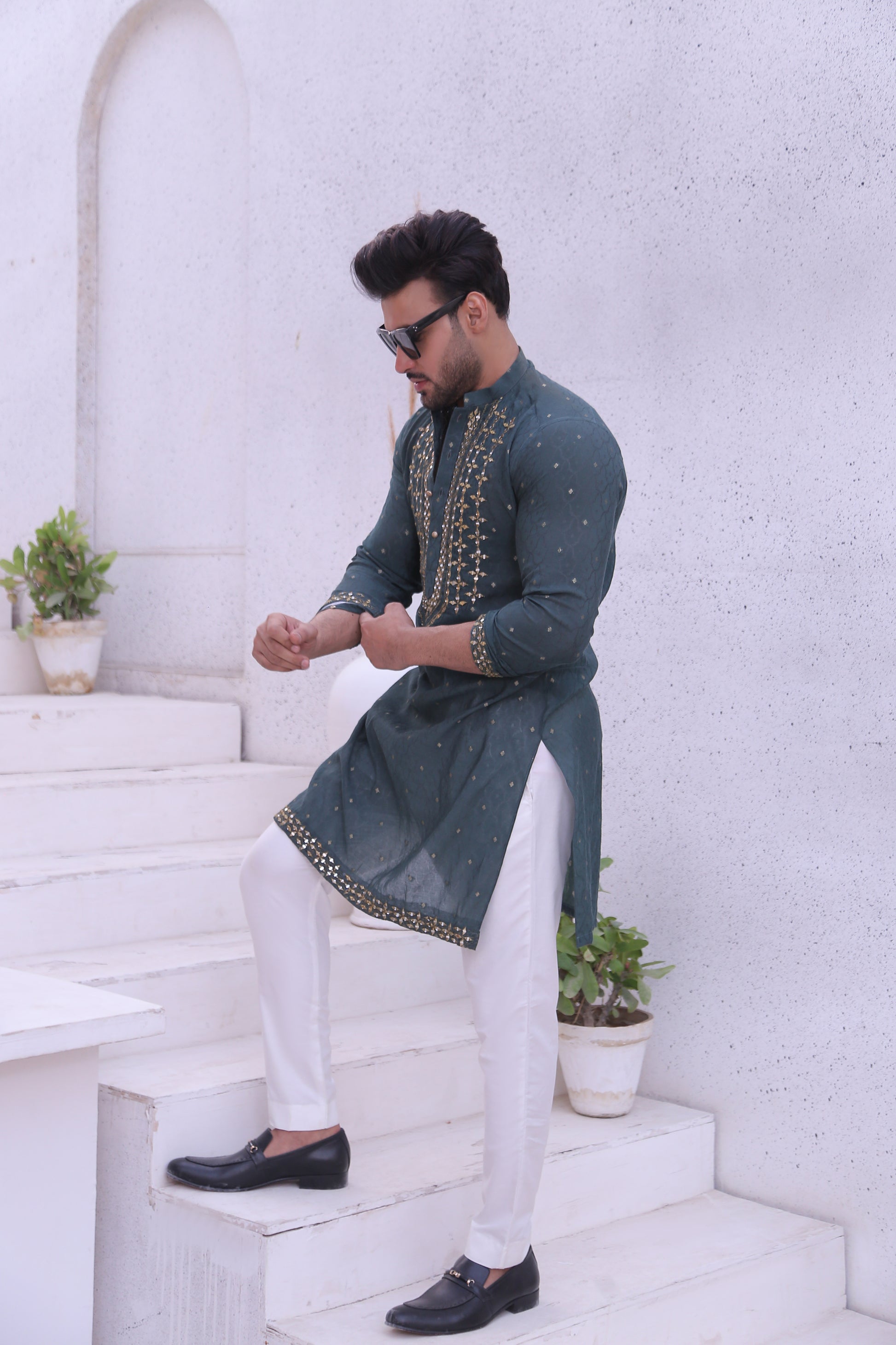 MC 06 Mirror Work Kurta And Pajama - Mashal Couture