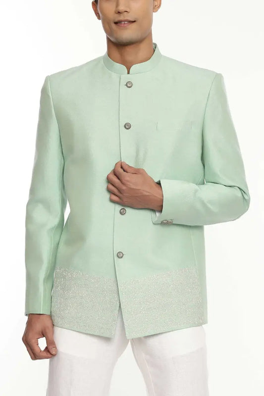 MC 121 Pastel Raw Silk Prince Coat - Mashal Couture