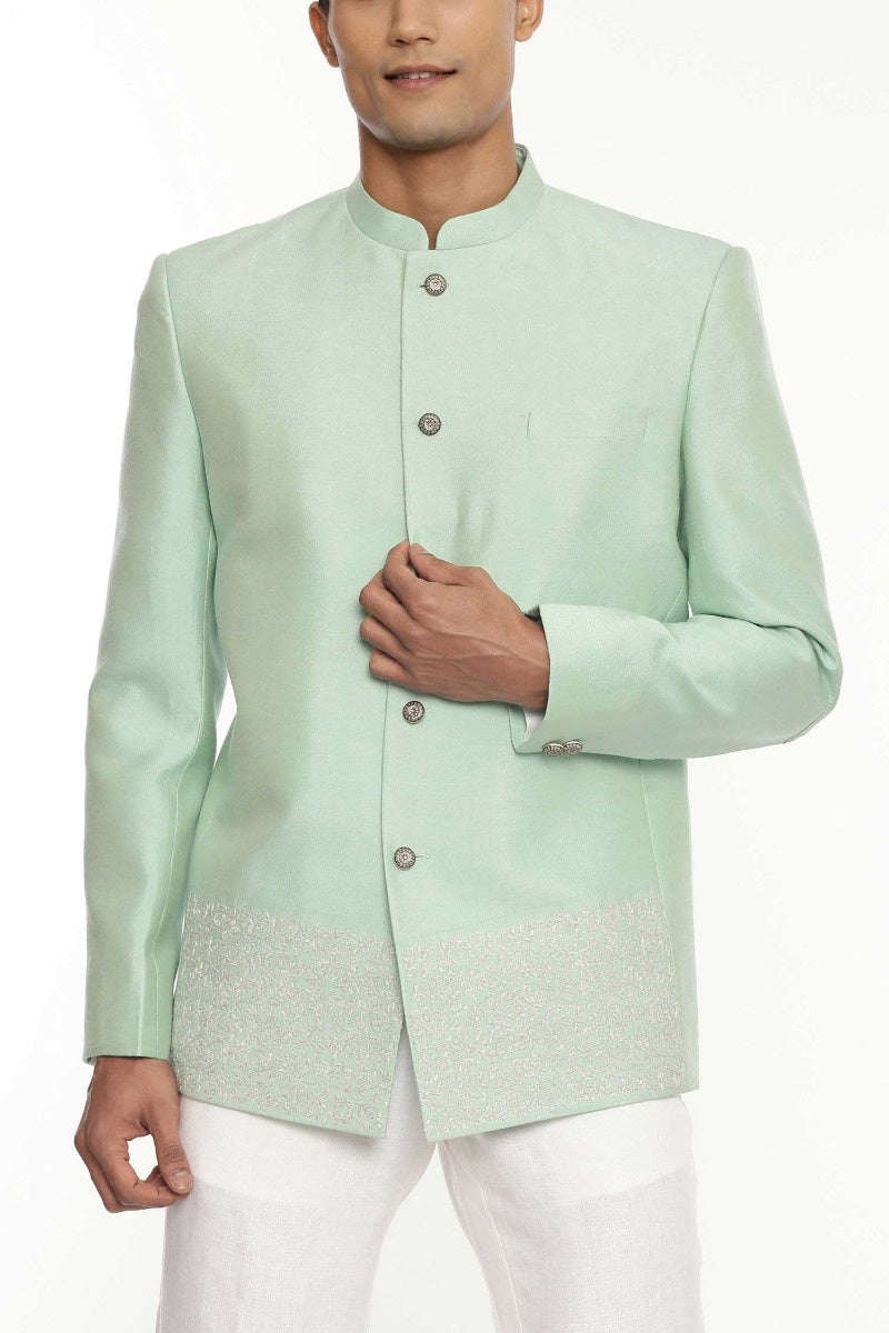 MC 121 Pastel Raw Silk Prince Coat - Mashal Couture