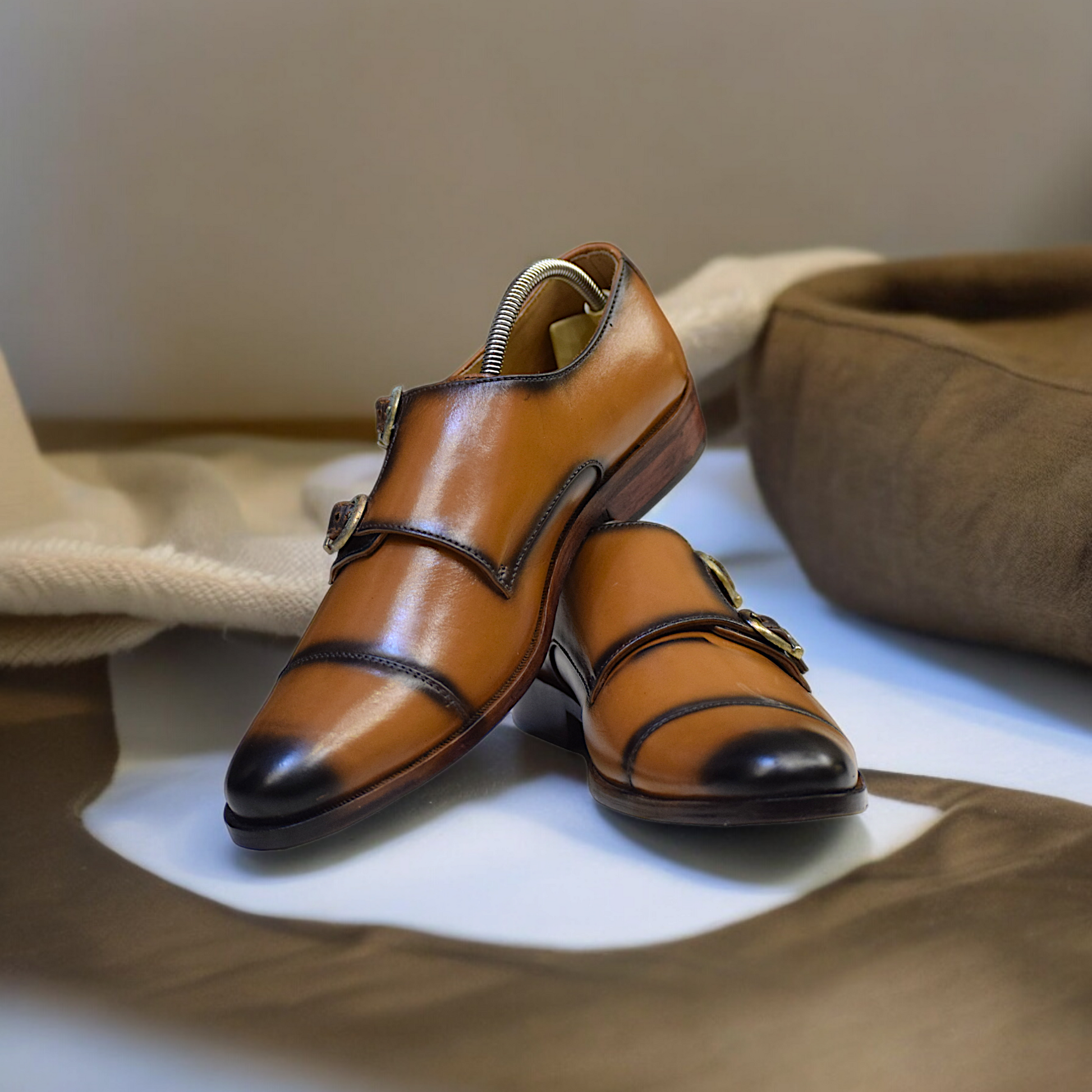 MC 52 Double Monks Shoes For Men For Party - Mashal Couture